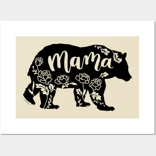 Floral Mama Bear with Peonies Peony Flowers Posters and Art